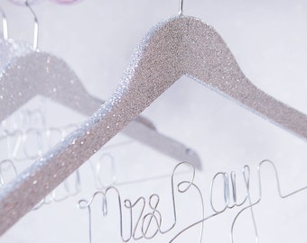 Personalised Glitter Wedding Hanger - Gold Wedding Hanger - Silver Hanger - Wedding Dress Hanger - Glitter Hanger - Bridesmaid Hangers