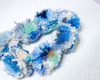 Pom Pom Garland Blue and White (6) 2 inch Pom Poms Pom Banner - Pom Pom Garland - Party Garland - Nursery Garland - Photo Prop