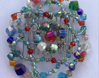 Woman's beaded kippah with attached comb