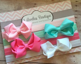 Baby Headband..4 Bow Headbands..Bows..Newborn Headband..Baby Girl Headband.Bow Headband..Baby Headband..Toddler Headband..Infant Headband