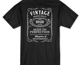 Vintage Premium Quality 90 Years Of Awesomeness Men's Black T-shirt