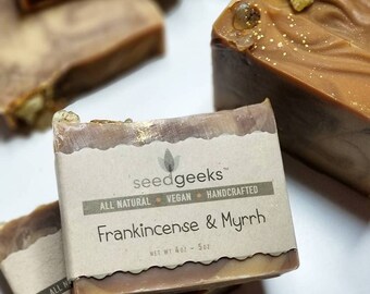 Frankincense & Myrrh Handcrafted Soap - Holiday Gift Soap, Essential Oil Soap, Shea Butter Handmade Soap, Vegan Soap, Cold Process Soap