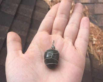Agate handwrapped stone pendant