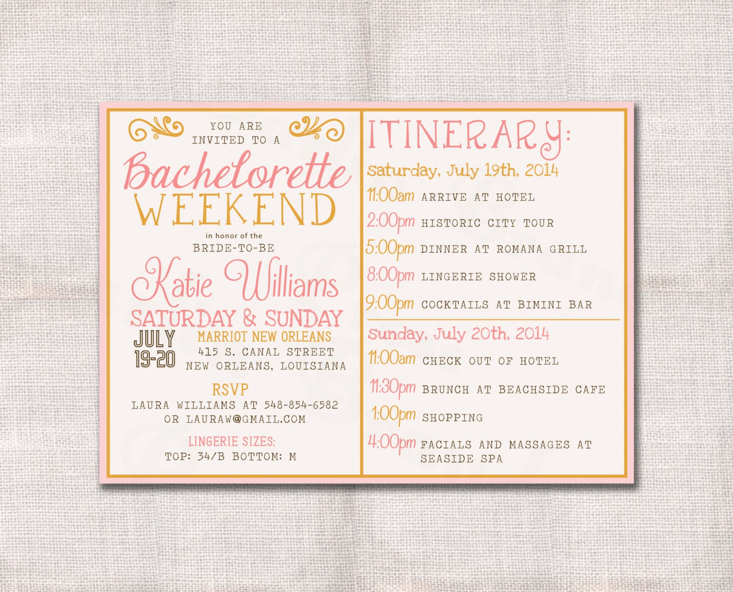 Bachelorette Party Invitations With Itinerary 3