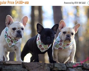 ON SALE Tie-on Dog Bandana in Christmas Ornaments and Snowflakes - XSmall/Small/Medium/Large