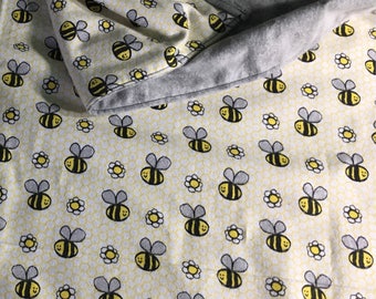 Happy Bees ~Almost Square~ Flannel Blanket