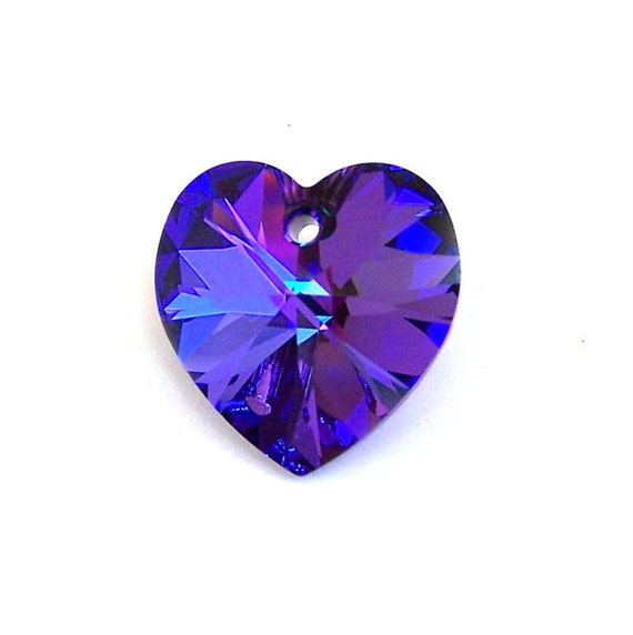 Heliotrope Swarovski heart pendant 18mm purple heart crystal