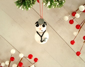 Doctor Christmas Ornament Snowman Ornament Polymer Clay Christmas Personalized Christmas Ornaments Doctor Snowman Christmas Decoration
