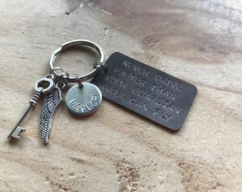 New driver keychain guardian angel keychain new driver gift 16th birthday gift angel keychain sweet 16 gift teen boy gift traveler keychain