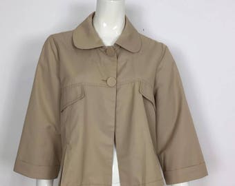 Anna moda piu giacca impermeabile donna usato jacket manica lunga beige T1966