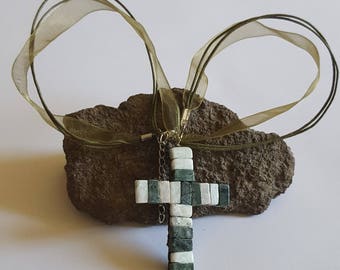 Mosaic necklace cross; mosaic cross; marbre cross; marbre cross mosaic; marbre cross mosaic necklace; cross pendant; cross marbre