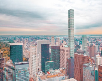 Mini Acrylic Glass Print, Photo Under Acrylic Glass, "Concrete Giants", NYC Skyline & Central Park, NYC Photography, Urban Art Print