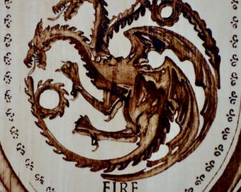 Game of Thrones | Fire and Blood | House Targaryen wall plaque, woodburned