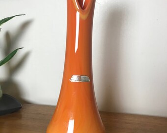 LE Smith Swung Glass Bittersweet Orange Vase