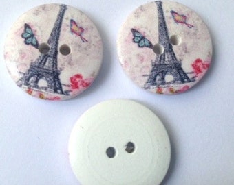 Buttons on the theme of the monuments of Paris