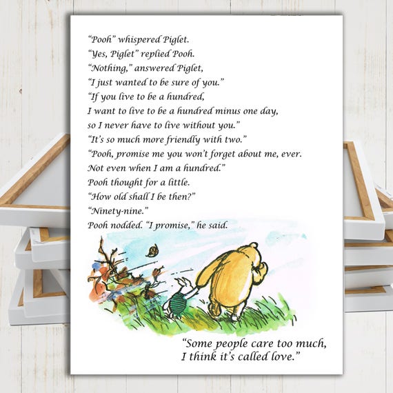 Winnie The Pooh Quote Print / Promise me you'll always