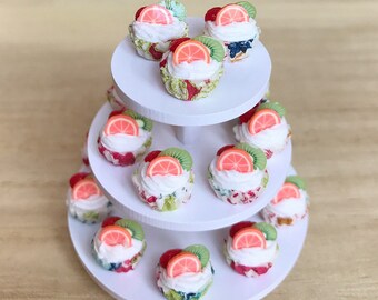 10Miniature Cupcakes,Miniature Cake,Miniature Bakery,Miniature Sweet,Dollhouse cake,Dollhouse Bakery,Cakes,Fruit