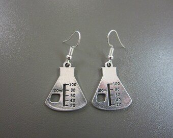 SALE - Imperfect Science Flask Earrings, Flawed Chemistry Equipment Earrings, Chemistry Earrings, Science Earrings, Chemistry Flask Earrings