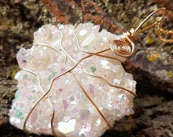 Angel Aura Quartz, Opal Aura Quartz pendant,Aura quartz necklace, angel aura necklace, aura quartz, boho jewelry