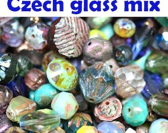 Premium Czech glass beads SOUP Grab bag Picasso czech beads mix Fire polished faceted beads 20gr DIY Beading supplies Jewelry making - 0472