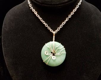 Wire Wrapped Green Agate Donut