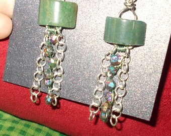 Jade and iridescent earrings