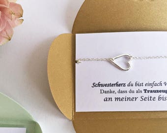 6 x sister gift: maid of honor gift - heart