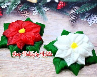 Poinsettia Soap Christmas Favors ~ Holiday Favors ~ Christmas Wedding Favor ~ Holiday Soap - Christmas Soap - Holiday Gift~ Stocking Stuffer
