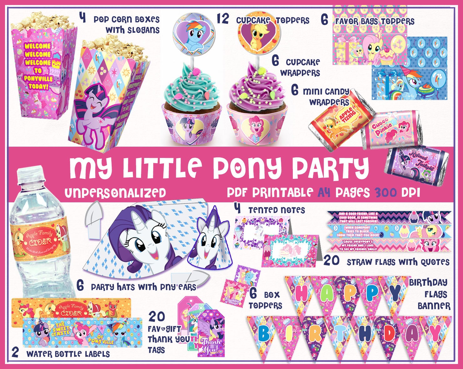 My Little Pony Birthday Party printables Decorations party