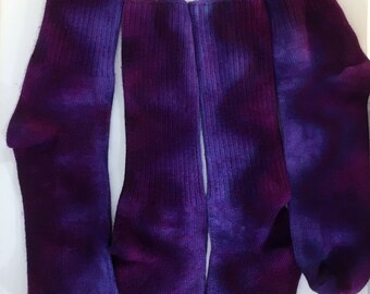 Purple tie dye bamboo socks.