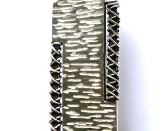 Silver hammered Pendant - Silver Square Pendant - Handmade Pendant - Rustic Pendant - Oxidised Jewelry - Silver Pendant - Necklace Jewelry