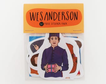 Wes Anderson - 12 piece sticker set - Wes Anderson stickers - Bill Murray - Moonrise Kingdom - The Life Aquatic - Grand Budapest hotel