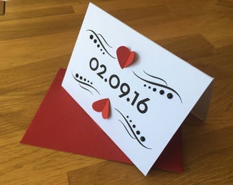 Special Date card, greeting card, valentine, anniversary card, 3d greeting card, milestone birthday, wedding date card, first date card,