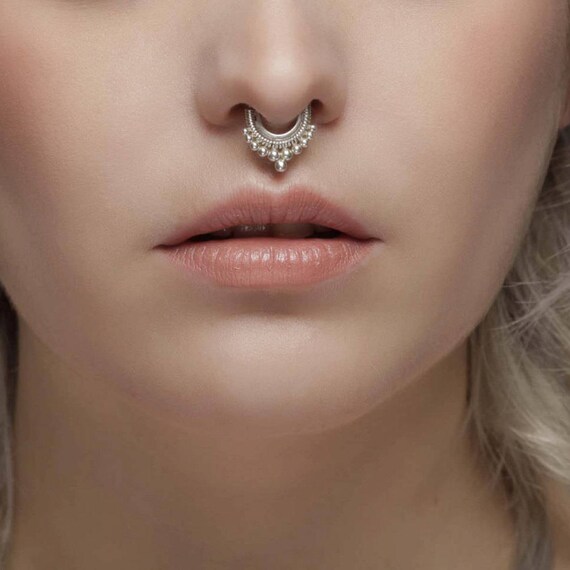 Silver rajasthan Septum Septum piercing indian Septum ring