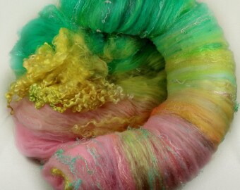Popfizzy Wild Card Bling Batt for spinning and felting - 4.2 ounces, batt, art batt