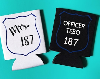 Police Officer Can Coolers | Police Wife | Police Gift | Badge Number |