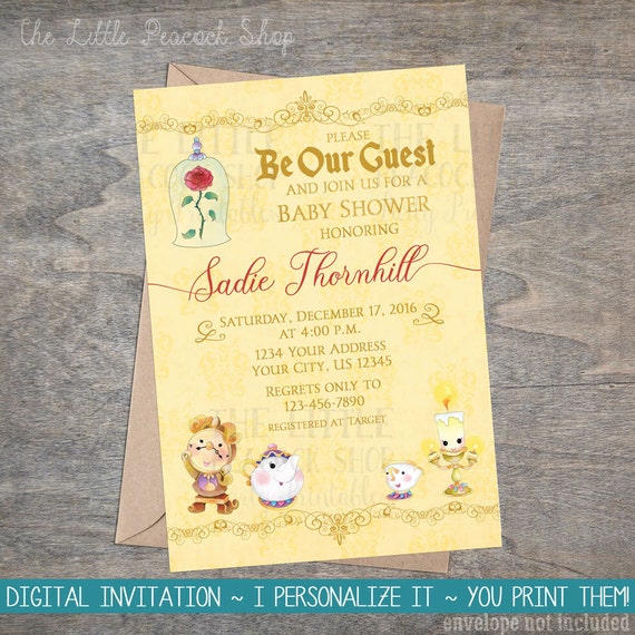 Beauty Belle Beast Baby Shower Printable Invitation Be Our