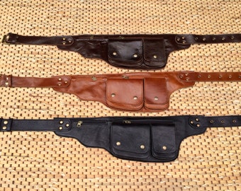 Leather Utility Belt / Hip Bag / Fanny Pack /iPhone Wallet / Passport Holder / Pocket Belt - The Explorer