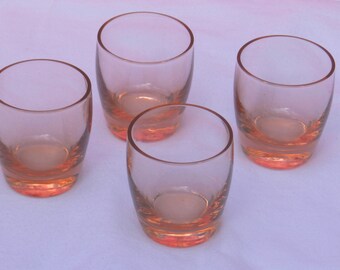 Set of 4 vintage Peach Colored Glass Shot Glasses 00385