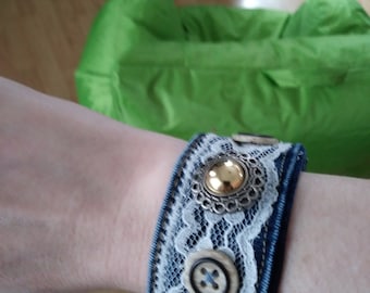 bracelet made of recycled jeans