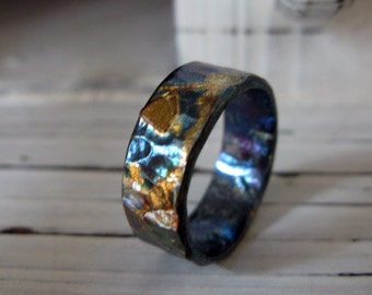 Mens Wedding Band 9.5mm Mens Wedding Ring Viking Wedding Ring Unique Mens Wedding Band Oxidized Mens Wedding Rings Mens Wedding Bands Gold