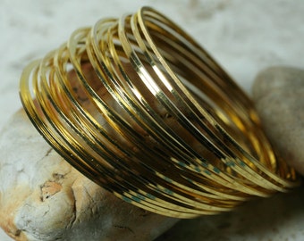 Stacking Bangle, Stackable Bangle, Gold Plated Bangle, Bangle Set, Small to Medium, 2 pcs (item ID FA00022GP))