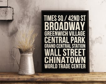 Personalized Subway Art - Travel Poster - Custom Subway Art Poster, NYC Subway Art Sign, City Subway Art, New York City Subway Art