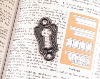 Vintage Cast Iron Door Keyhole Escutcheon Plate - Antique Victorian Hardware - F