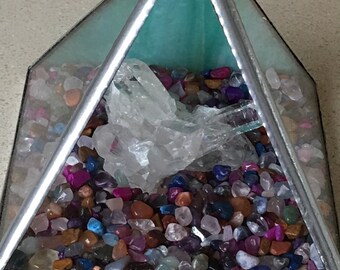 Extra Large Stained glass & Quartz prism/pyramid