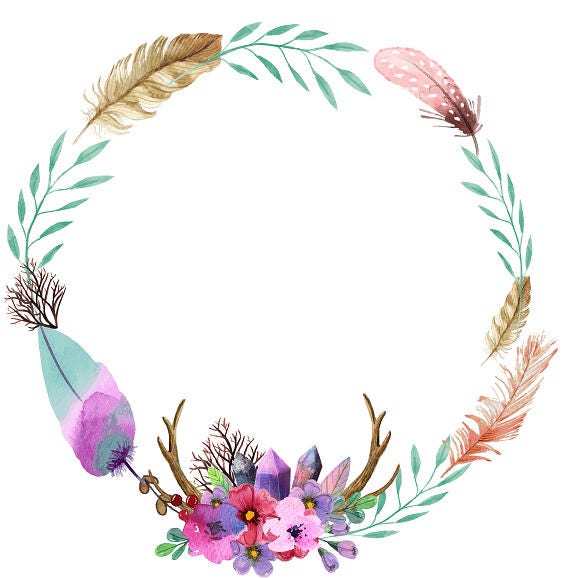 Download Bohemian Clipart Watercolor Clipart Watercolor Wreath Feathers