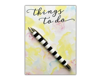 Notepad, To Do List, Watercolor Notepad, Notepad Pen Set, Floral Notepad, To Do List Notepad, Flower Notepad, Stationery, To Do List Pad
