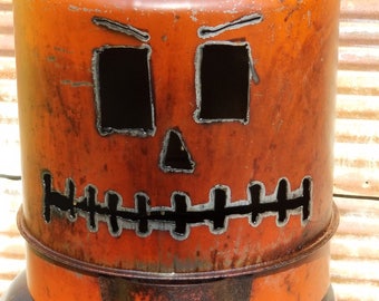 Vintage Gas Can Pumpkin Jack O Lantern Light,gift,fall,rustic home decor,metal oil,decoration,creative,repurposed halloween,rustic,unique