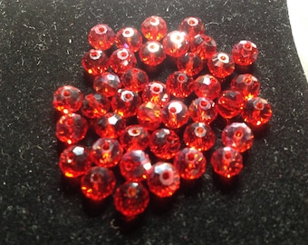 Faceted 6 mm red beads