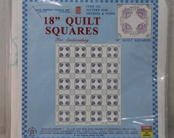 Jack Dempsey Needle Art 732 Sampler Orchids & Vines Quilt, 6 Blocks, 18-Inch